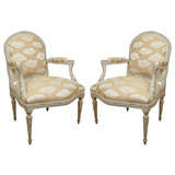 A Pair of Piedmontese Painted Arm Chairs